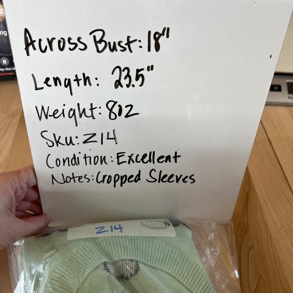 J.Crew Everyday Cashmere Heart Print Sweater Mint Green Size Medium - Picture 9 of 9